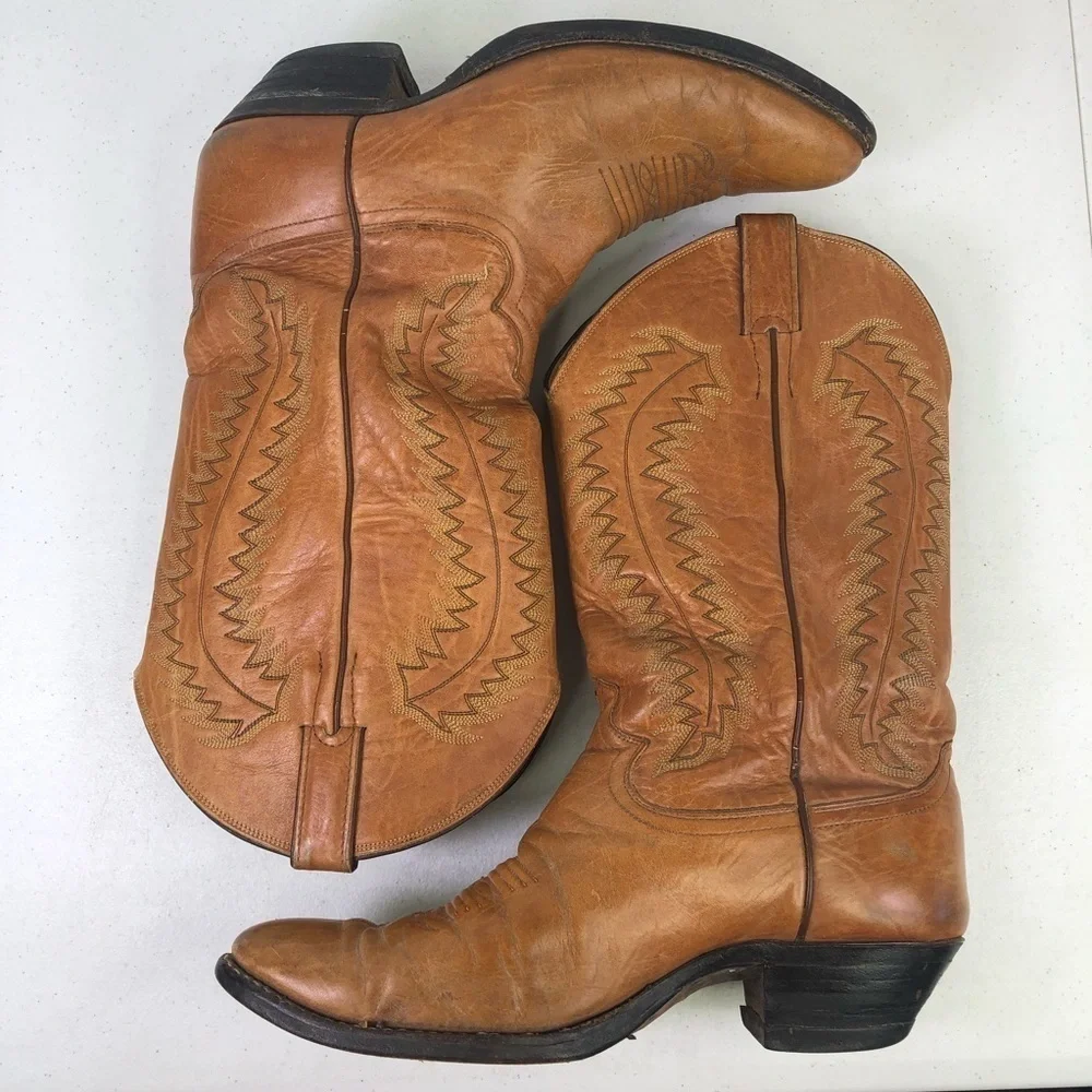 Justin Western Cowboy Honey Leather Boots